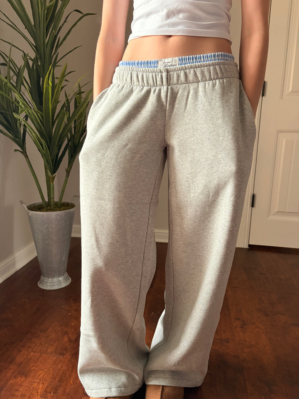 Fleece Gingham Boxer Sweatpants