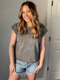 Medium Grey Mineral Wash Boxy Cotton Tank Top