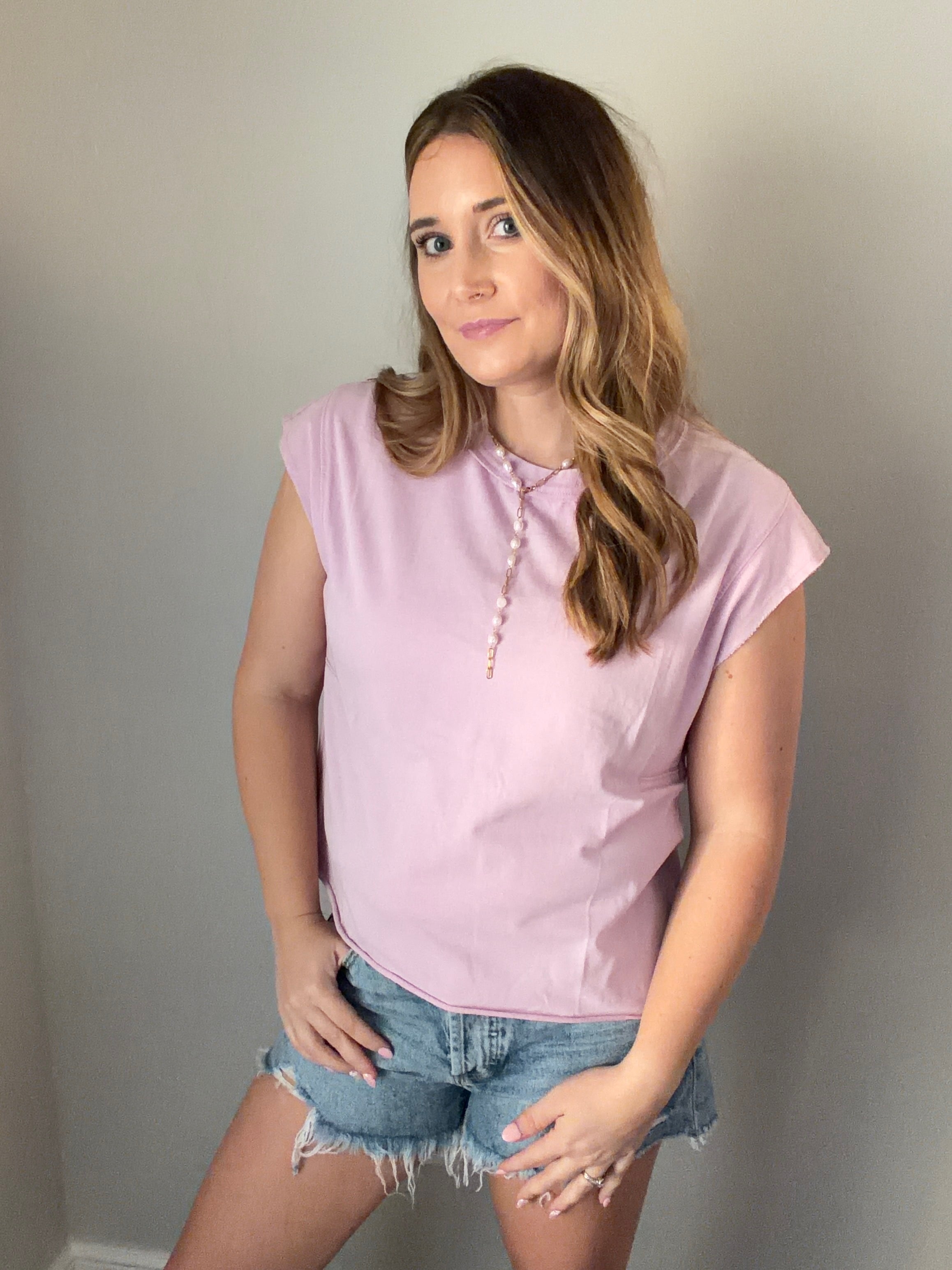 Pink Mineral Washed Boxy Cotton Tank Top