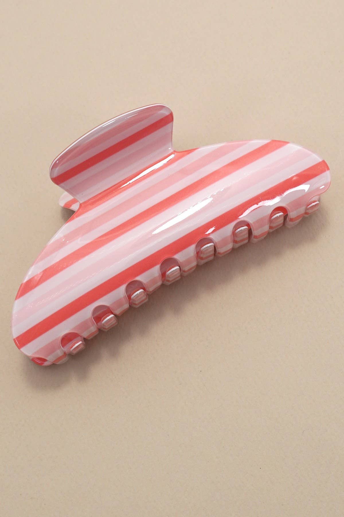 Striped Oval Hair Claw Clips
