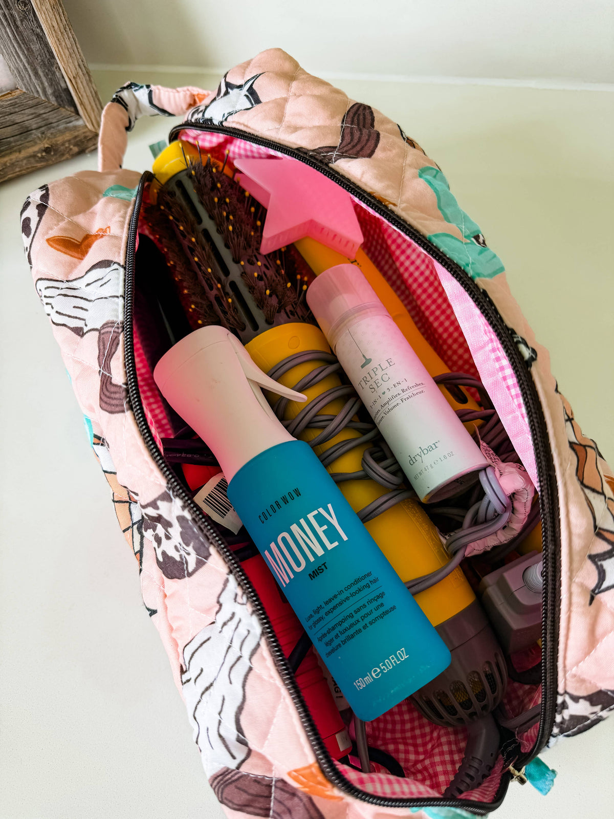 XL Western Fabric Toiletry Bag  Makeup Bag • Travel Pouch