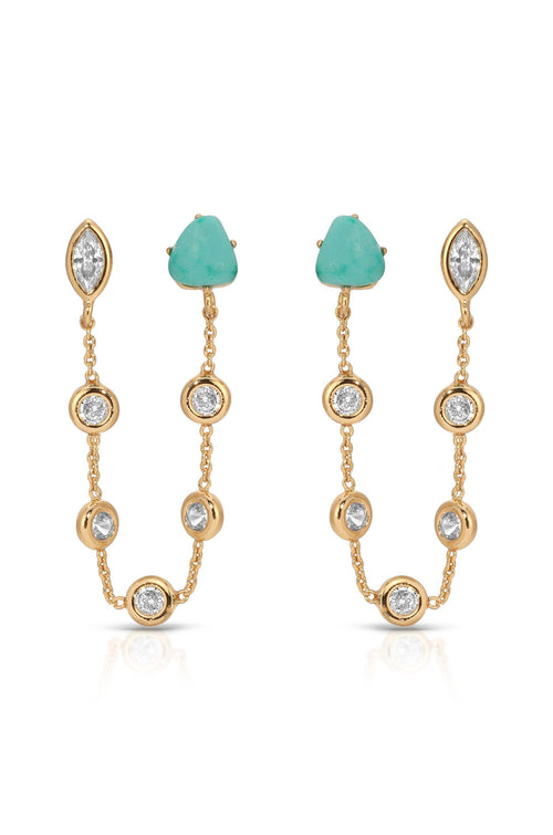 Double Piercing Turquoise Earrings