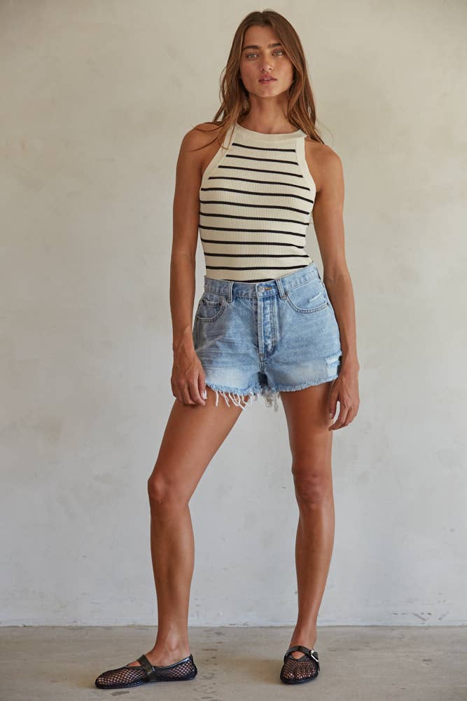 FINAL SALE! Medium Denim Distressed Shorts