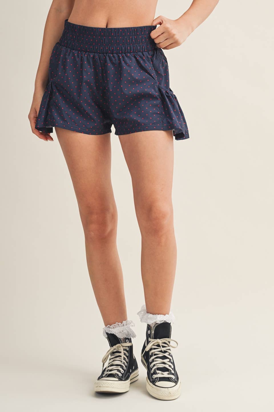 Polka Dot Print Flare Shorts
