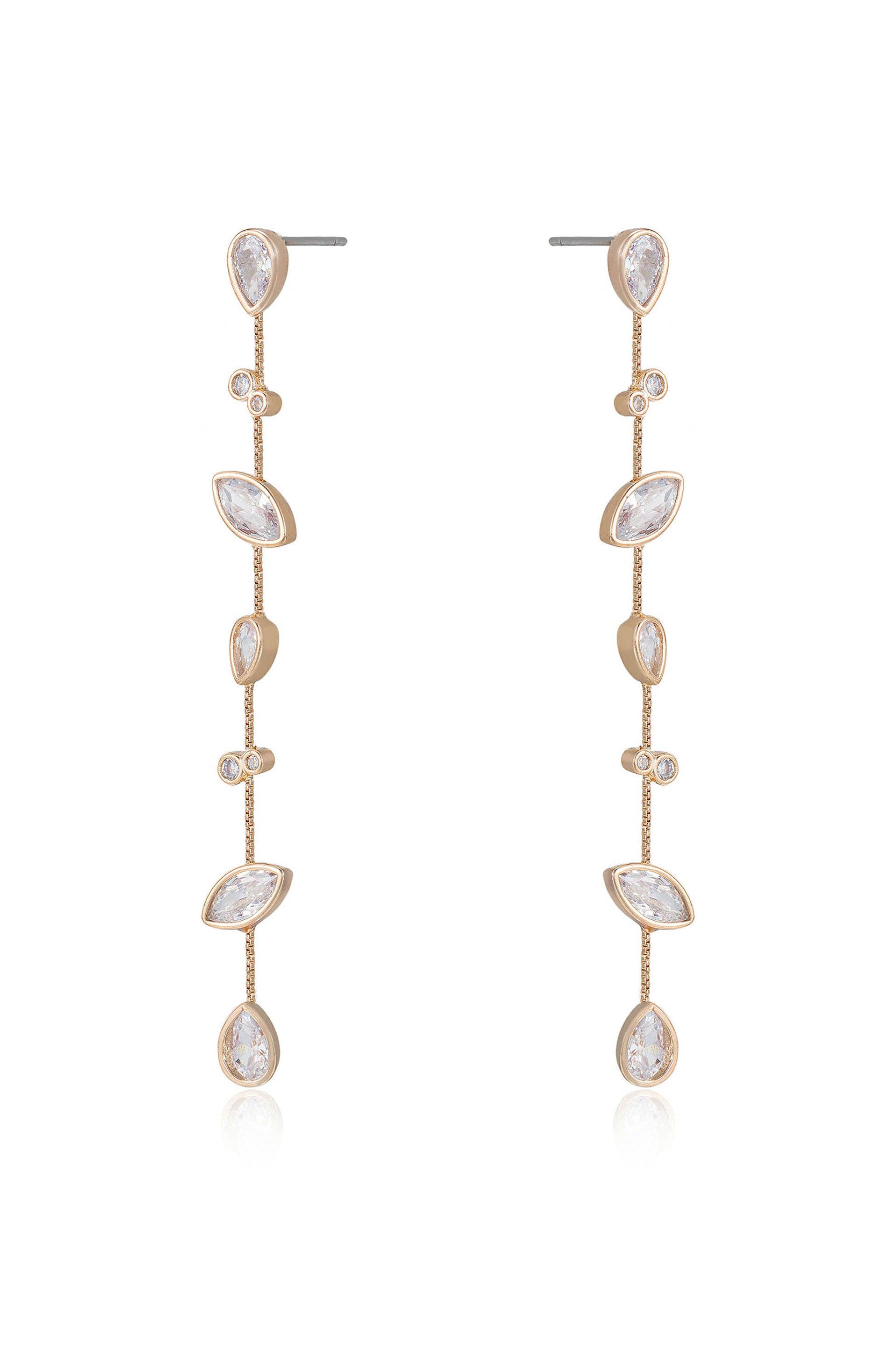 FINAL SALE! Falling Bezel Crystal Dangle Earrings