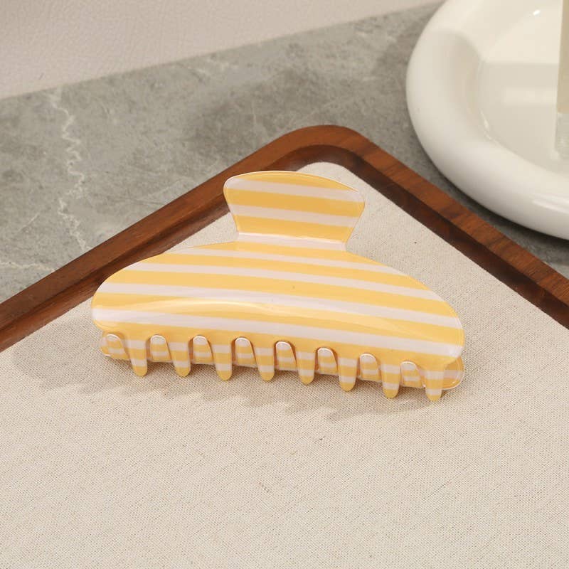Striped Oval Hair Claw Clips