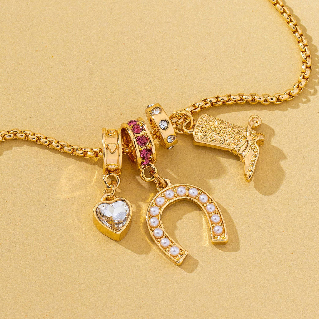 Western Rhinestone Horseshoe Charm Necklace