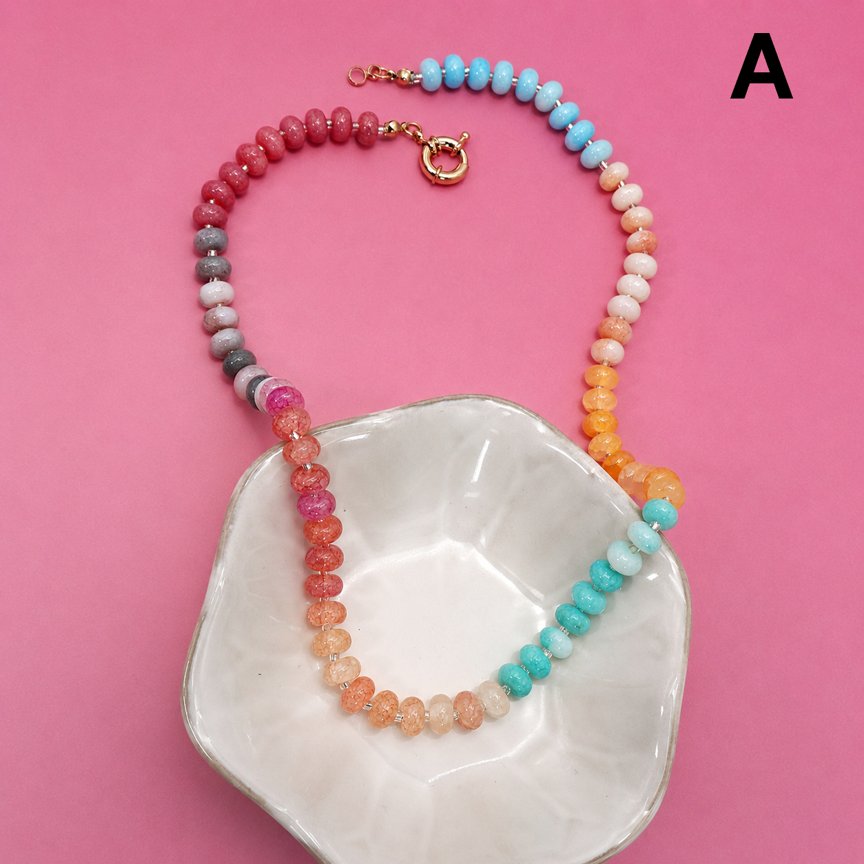 Natural Stone Semi-Precious Glass Mixed Necklace