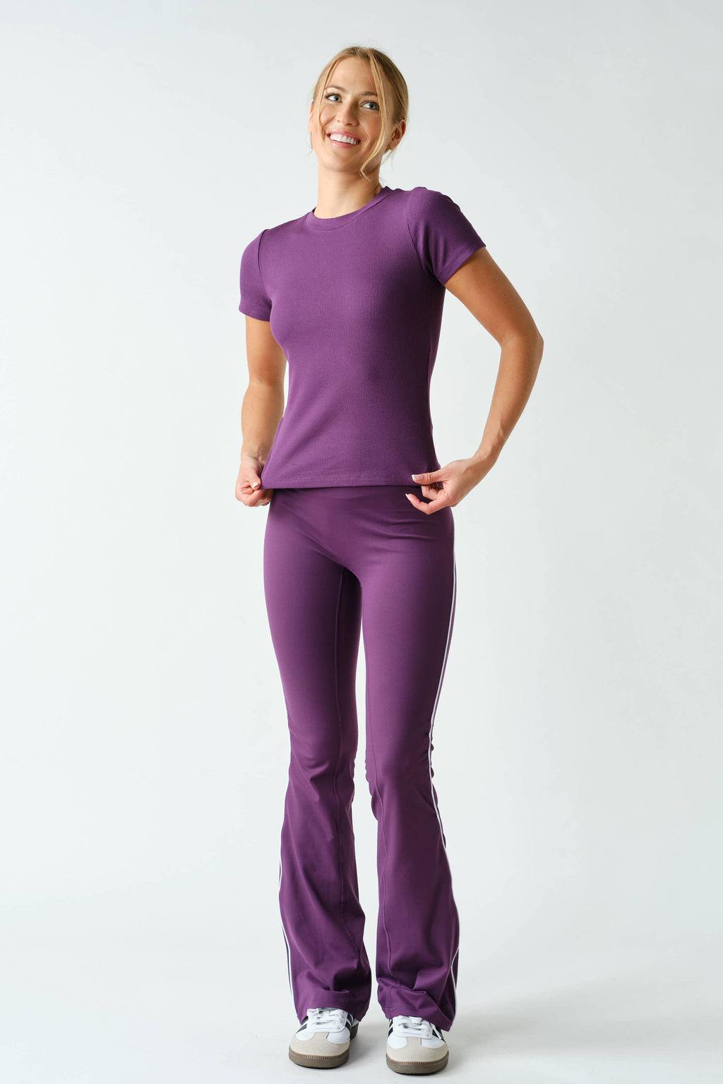 Essential Short-Sleeved Micro-Ribbed Athleisure Top