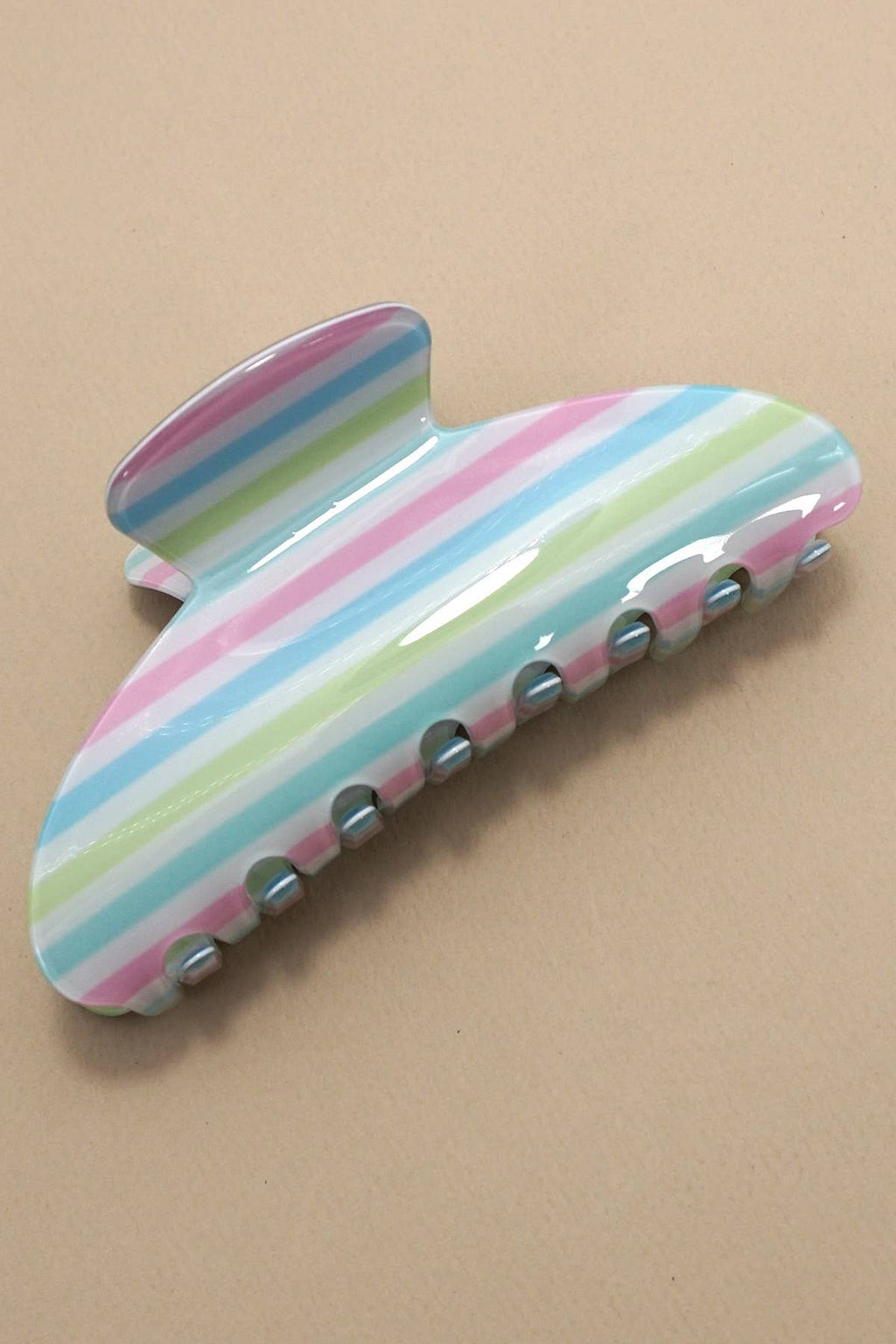 Striped Oval Hair Claw Clips