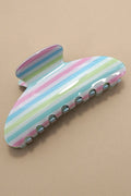Striped Oval Hair Claw Clips