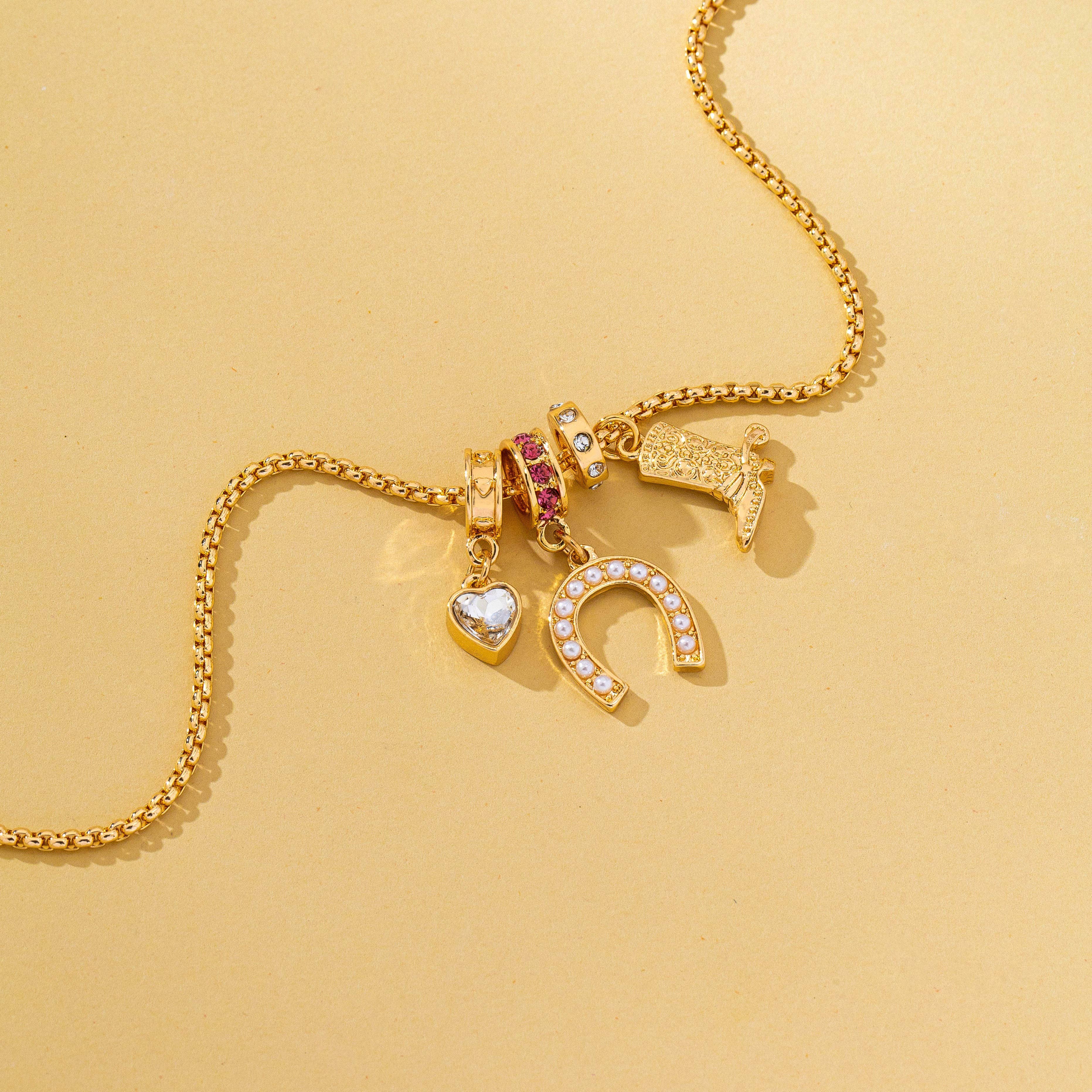 Western Rhinestone Horseshoe Charm Necklace