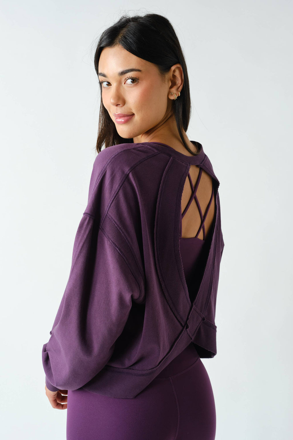 Purple Iris Open Back Long Sleeve Tee