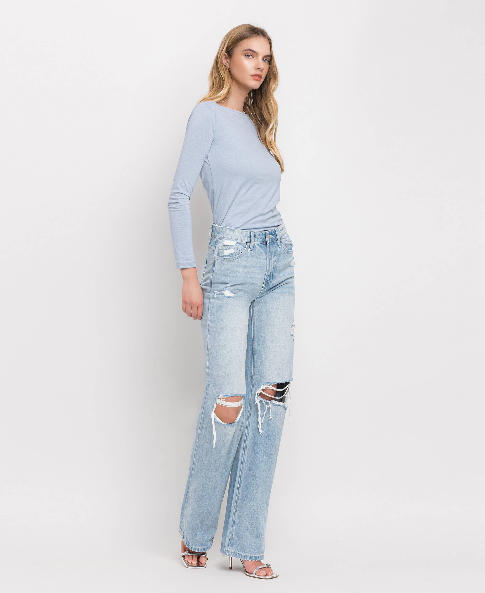 VERVET 90'S VINTAGE SUPER HIGH RISE FLARE JEANS