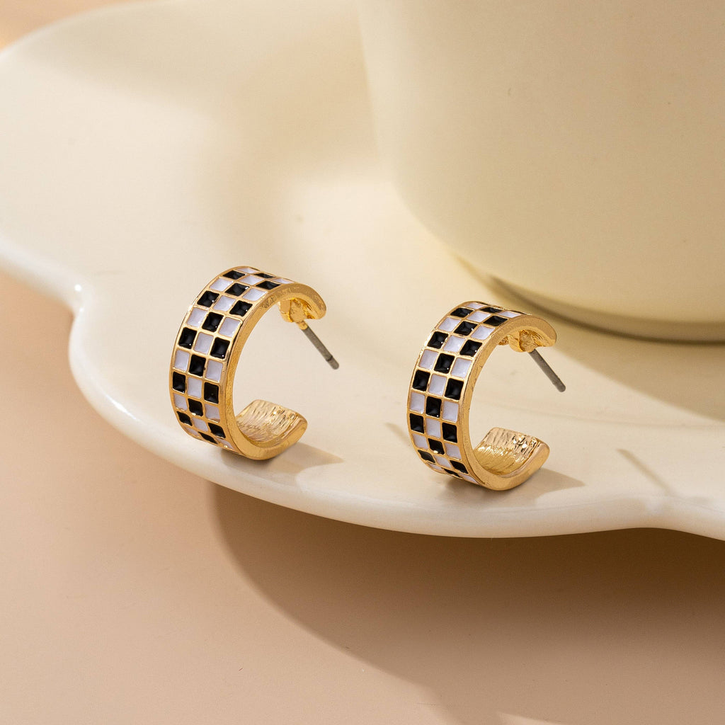 Checker Hoop Earrings