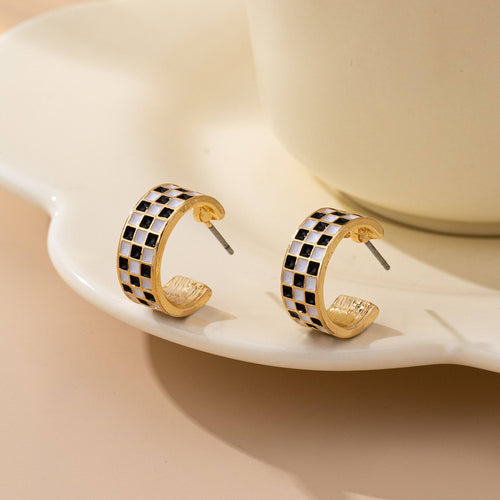 Checker Hoop Earrings