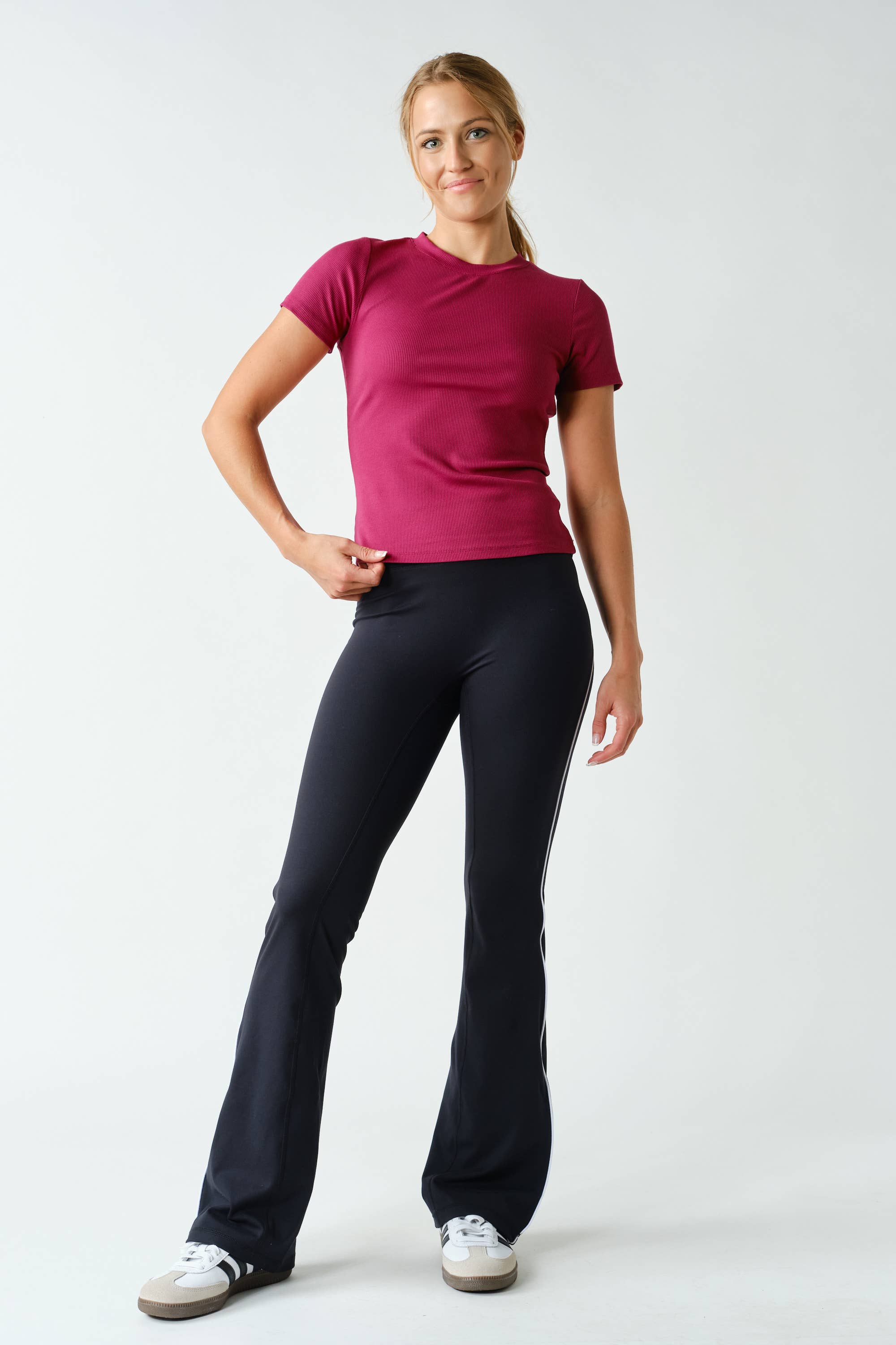 Essential Short-Sleeved Micro-Ribbed Athleisure Top