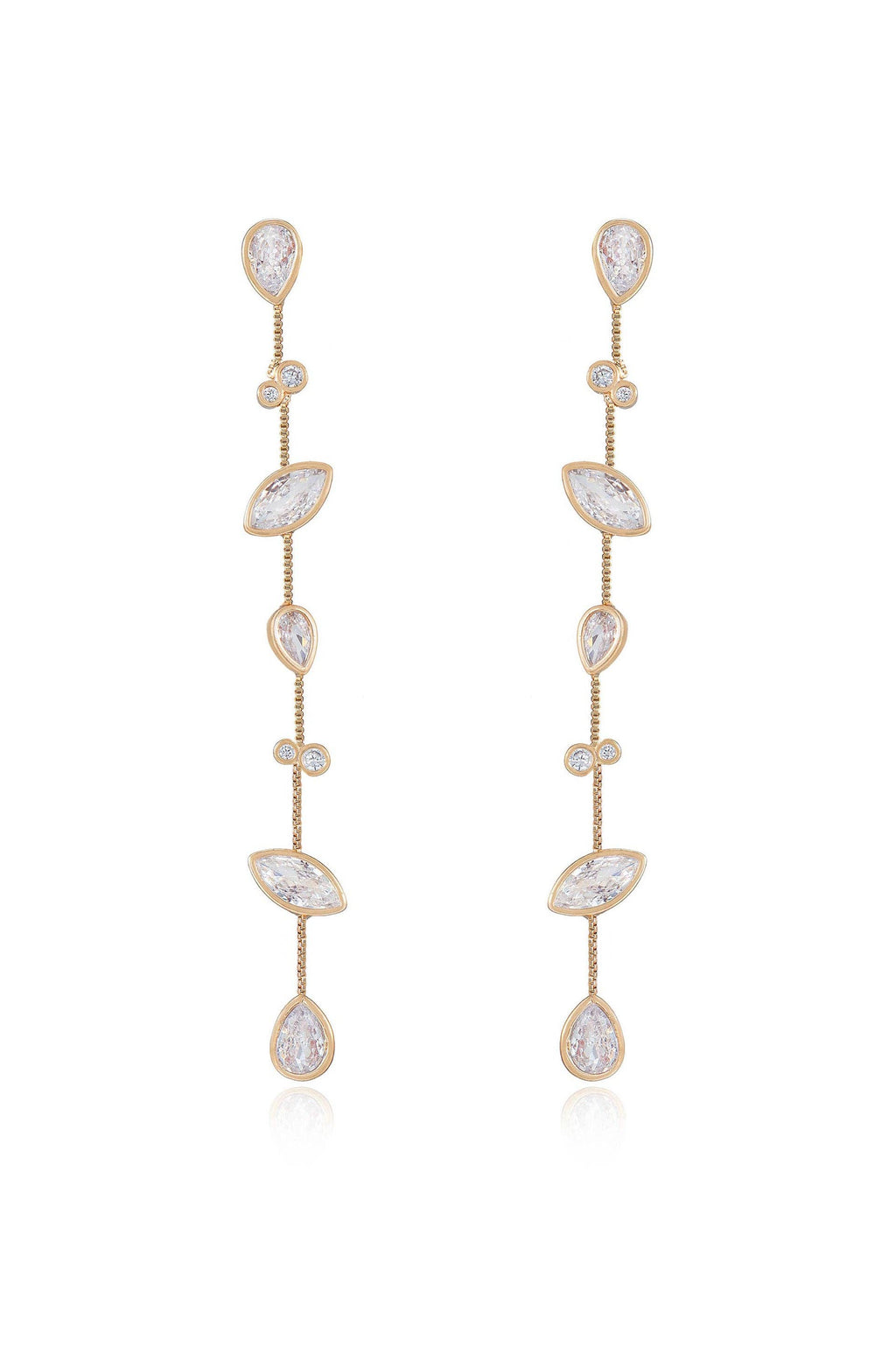 FINAL SALE! Falling Bezel Crystal Dangle Earrings