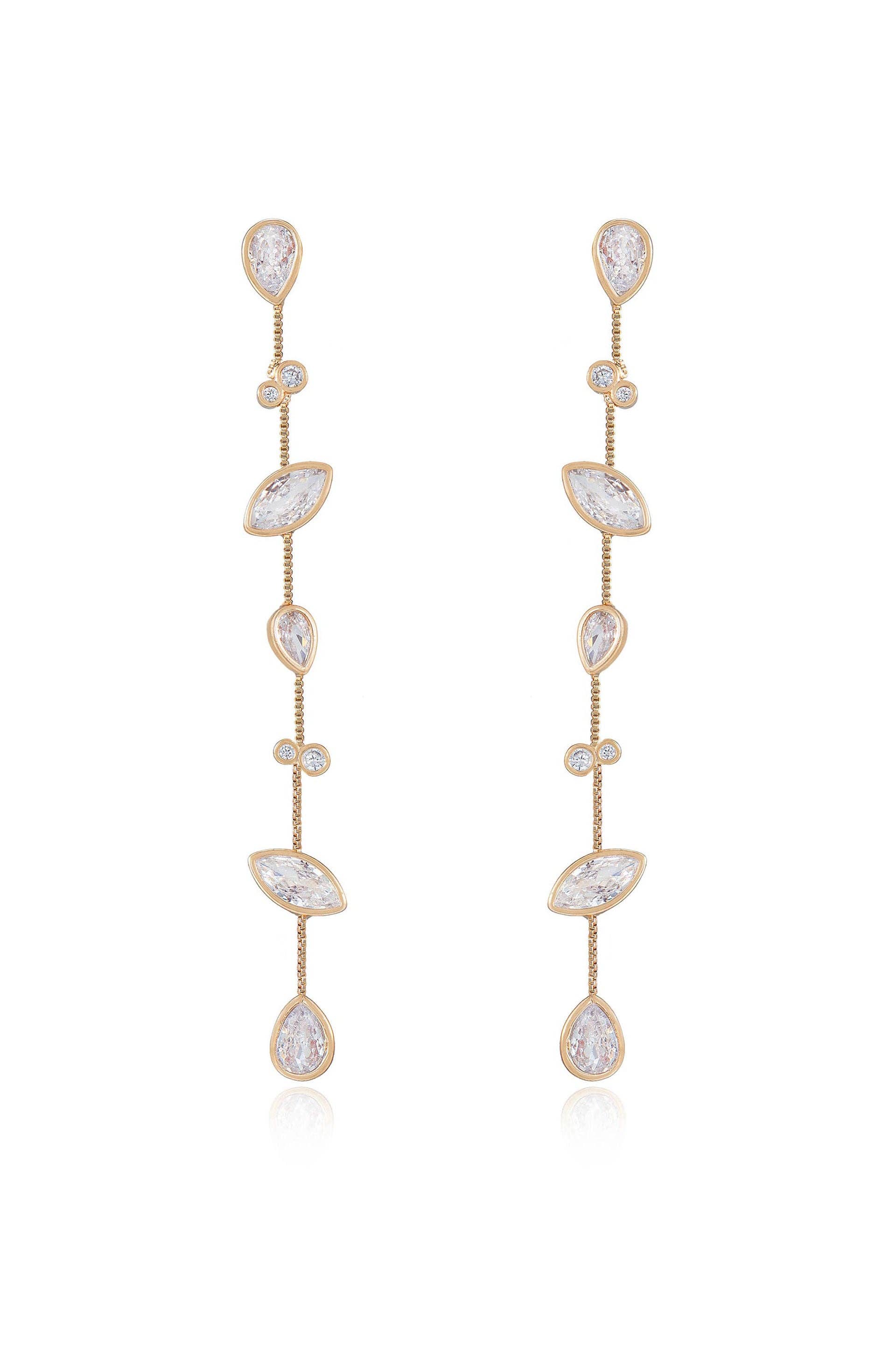 FINAL SALE! Falling Bezel Crystal Dangle Earrings